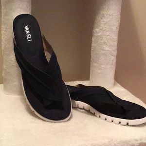 Vaneli navy faux suede sandals size 10